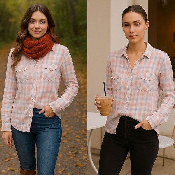 ASOT Rails Women Plaid Button-Down Shirt S Soft Fall Flannel, Clean Girl, Layeri - Picture 1 of 12